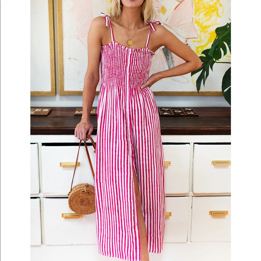 Emerson fry Santiago dress pink stripe medium - Picture 2 of 5